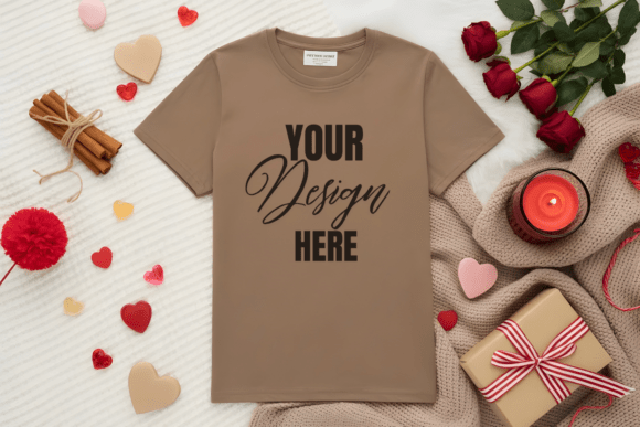 Download Flat Lay Valenitne T-Shirt Mockup - Flat lay Collection