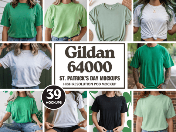 Download Gildan 64000 St. Patrick's Day Mockups - Premium Bundle